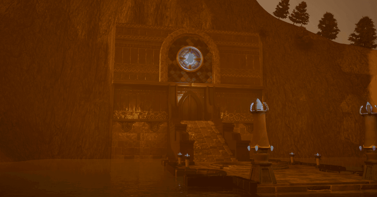 side view of magic desert temple