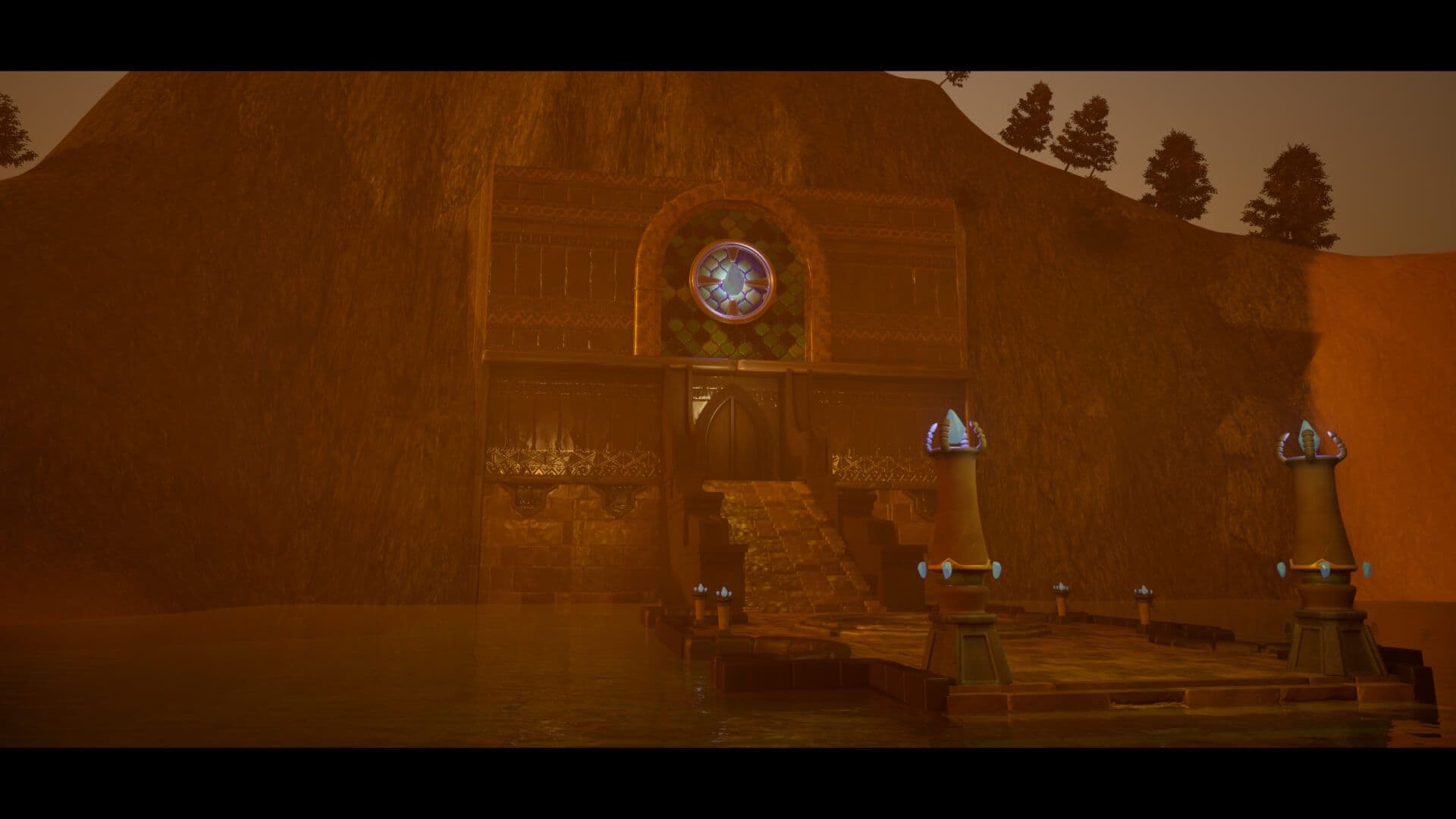 side view of magic desert temple