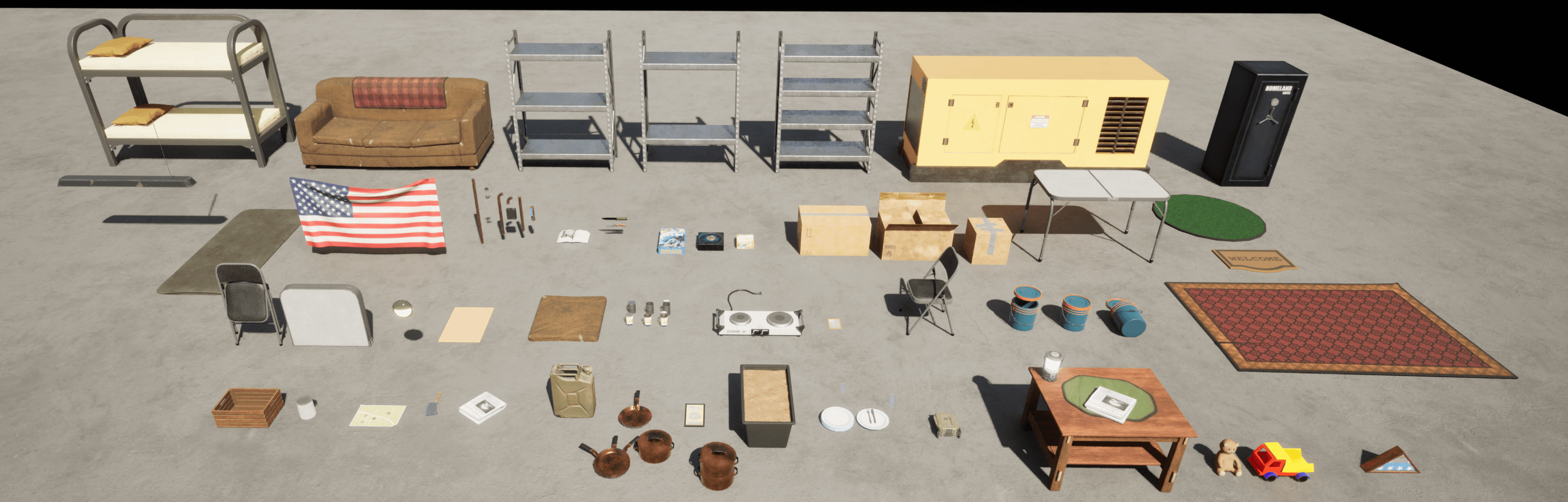 layout of the assets used in the scene